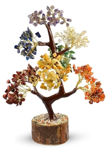 Image of Crystal Seven Chakra Tree | Size- 10Inch Approx | 600 Beads | Positive Energy, Wealth, Meditation, Health, Good Luck | Feng Shui | Home & Office Decor | Gift