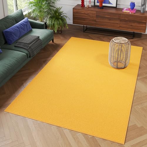 TAPISO Mono Teppich Kurzflor Indoor Outdoor UV-beständig Gelb Einfarbig Wohnzimmer Schlafzimmer...