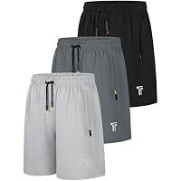 3-Pack Tuliara Quick Dry Boys Athletic Shorts with Zipper Pockets (Black/Dark Gray/Gray in limited sizes)