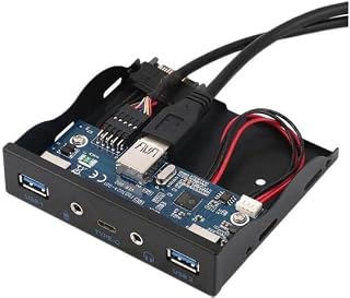 3.5インチ フロッピーベイ フロントパネルハブ、2×USB3.0 + USB3.1 Type-Cポート + HDオーディオ＆マイク