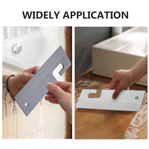 Image of 2 Pcs 7.68 inch Silicone Squeegee White Soft Water Scraper Cleaner Hanging Hole Car Window Blade Flexible Waterblade Cleaner Tool for Shower Doors Mirror Bathroom Glass Kitchen Countertops Sink