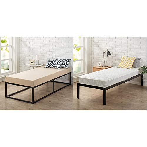 Zinus 5 Inch Youth Memory Foam Mattress, Kids’ Room & Bunk Bed Mattress And Mia Metal Platform Bed Frame, Wood Slat Support, No Box Spring Needed, Easy Assembly, Black, Narrow Twin #TOP21