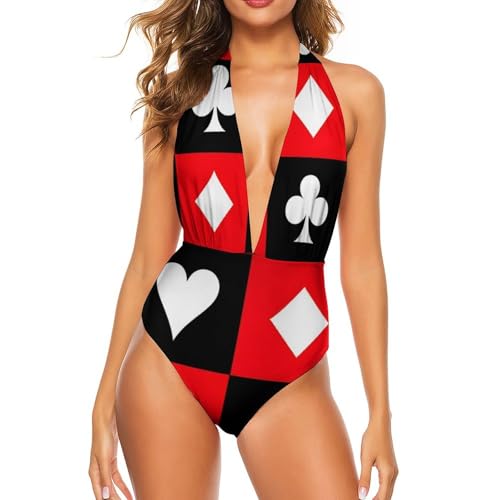 Womens V Neck Swimsuit Summer Beach One Piece Bathing Suit Cheeky Backless Beach Outfit