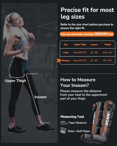 JZBRAIN Professional Compression Boots for Circulation, Cordless Leg Compression Massager for Pain Relief, Rechargeable Leg Recovery Boots for Athletes,Reduces Muscle Pain, 3000 mAh, Medium — view 4
