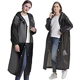 GGUFAY 2 Piezas Chubasquero Mujer Impermeable Hombre, Raincoat Chubasqueros Transparente Poncho Lluvia Capa De Chuva (Negro)
