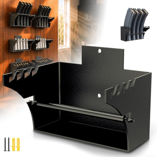 Universal Gun Magazine Storage Wall Mount Rack for All AR10, AR15, AK47, SKS, M4, Heavy-duty Steel Pistol Magazine Organizer for All Calibers, Multi-scene Home Wall-mounted Ar Magazine Holder