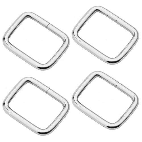 CRAFTMEMORE Metal Rectangle Buckle Ring Fits 5/8" 3/4" 1" Strap Heavy Duty Rectangular Cord for Bag Belt Loop Purse Making (1" x 20 pcs, Silver)