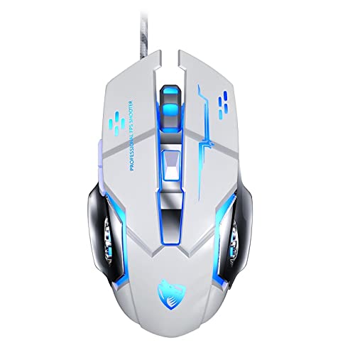 ✅MOUSE GAMING RGB LED PROGRAMMABILE METALLO PRECISO CABLATO 6 TASTI ERGONOMICO ILLUMINATO LAPTOP PC V6 BIANCO✅