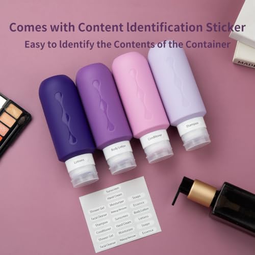 Image of Gemice Travel Bottles for Toiletries, Tsa Approved Travel 6oz Size Containers with Clear Bag, BPA Free Leak Proof Travel Tubs Refillable Liquid Travel Accessories for Cometic Shampoo Lotion