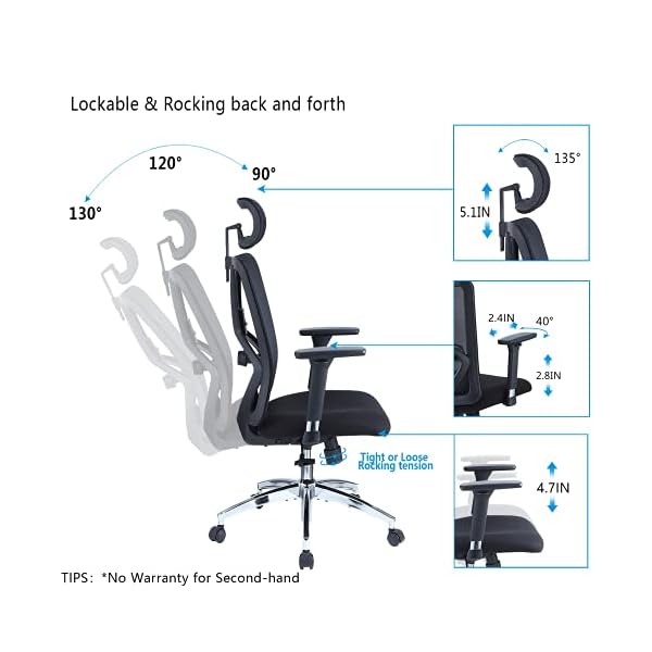 Ticova Ergonomic Office Chair High Back Desk Chair with Adjustable