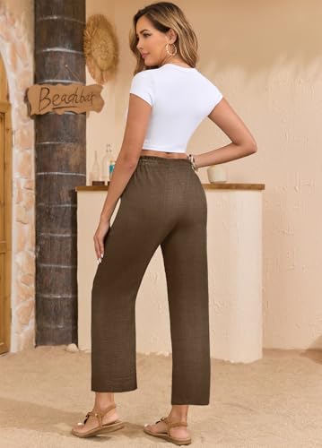 Image of EDUWU Women Casual Pants Loose High Waist Cropped Palazzo Beach Pants Summer Outfits 2026 Trendy