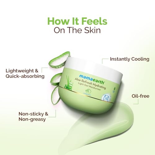 Image of Mamaearth Aloe Refresh Hydrating Light Gel Moisturizer with Aloe Vera & HA 200g | Long-lasting Non-sticky Hydration | Oil-free, Lightweight & Quick-absorbing |Free from Harmful Chemicals |Soothes Skin