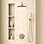 BESy Shower System with 10 Inch Round Rain Shower Head and Handheld Wall Mounted, High Pressure Rainfall Shower Faucet Fixture Combo Set with 2 in 1 Handheld Showerhead for Bathroom, Brushed Gold