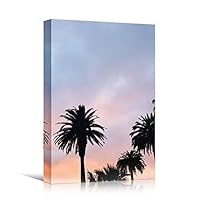 Canvas Wall Art Silhouette Palm Tree Bedroom Multicolor Nature Neon Photography Trees Tropical Urban - 12x18 inches