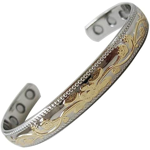 Copper Magnetic Bracelet with a Silver and Gold Finish for Men and Women Cover