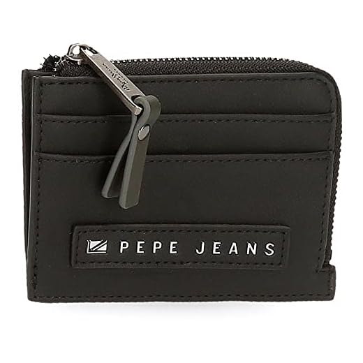 Pepe Jeans Piere Tarjetero Negro 11,5x8x1,5 cms Piel sintética