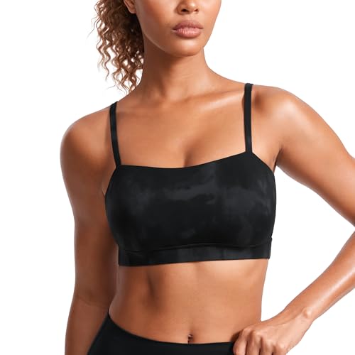 Image of CRZ YOGA Butterluxe Thin Strap Sports Bra | Light Support, Removable Pads, Yoga, Extremely Soft, Square Neck, Adjustable Back, for Women