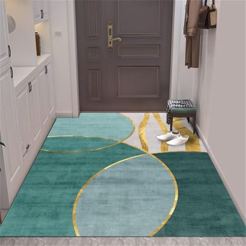 Tapis géométrique moderne vert 160x210 cm lavable et graphique