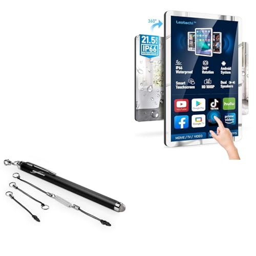 BoxWave Stylus Pen Compatible with Leotachi 21.5 in Smart Mirror Bathroom TV - EverTouch Capacitive Stylus, Fiber Tip Capacitive Stylus Pen - Jet Black