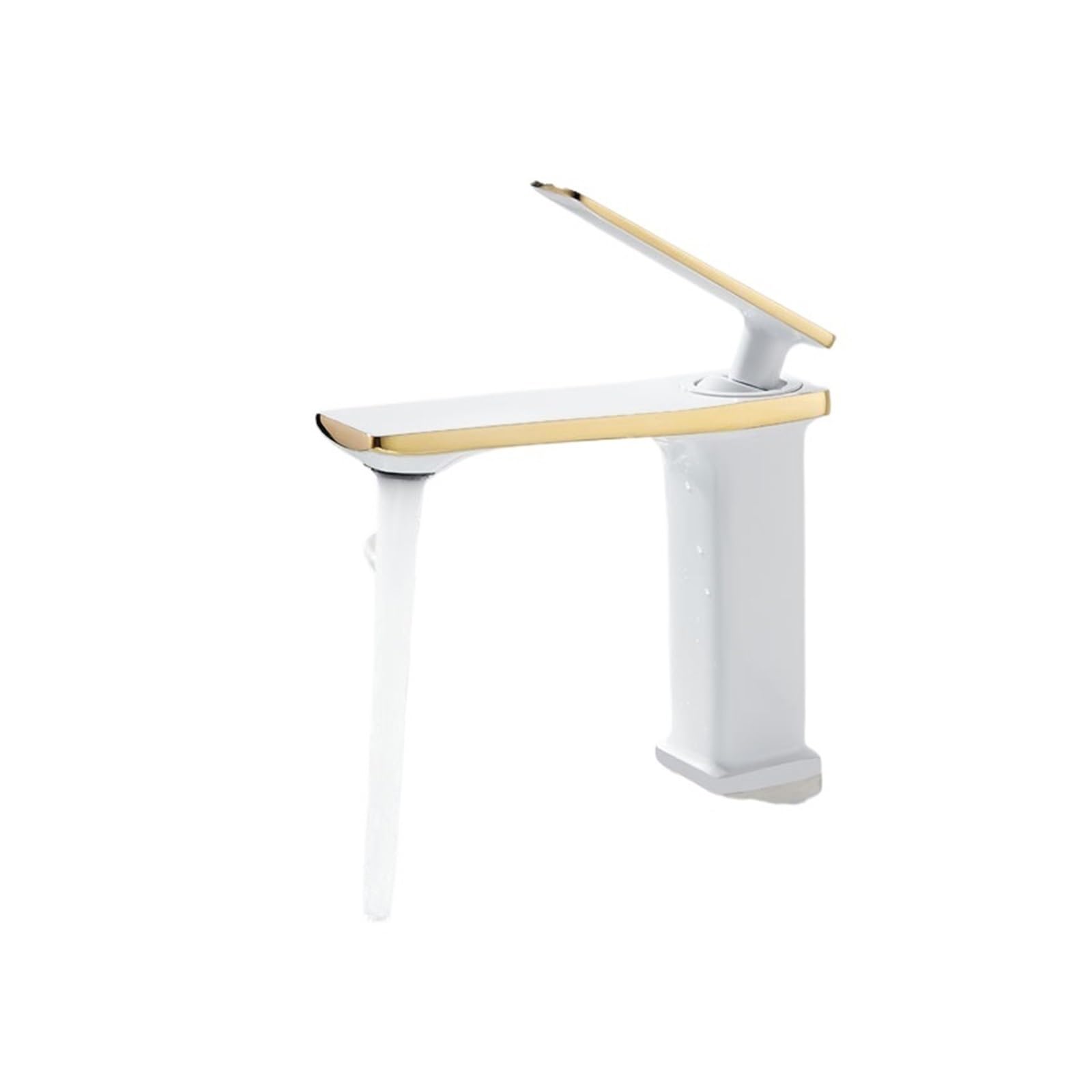 Soywim White And Golden Black Golden Bathroom Brass Basin Faucet, Hot Cold Water Sink Mixer Tap, Deck Mounted Faucets Single Hole Kitchen Tapware,High-Pressure Resistant(White And Golden)