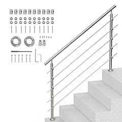 VEVOR Corrimano per Gradini Esterni, Kit Corrimano per Scale 5 Traverse 150 cm Lunghezza, Ringhiere Transizione Acciaio Inox Kit Installazione, Corrimano Scale Doppia Colonna per Veranda e Terrazza