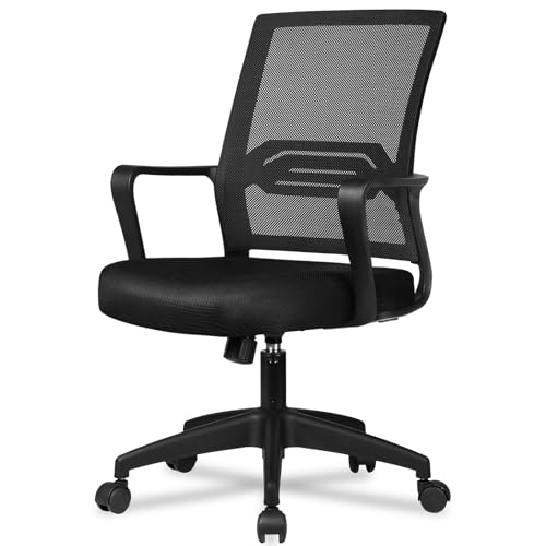 ComHoma Office Chair Ergonomic Desk Chair Mesh Computer Chair Mid Back Mesh Home Office Swivel Chair, Modern Executive Chair with Armrests Lumbar Support(Black),