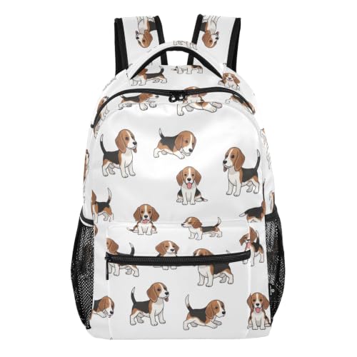 Sac à dos adolescents motif chiens beagle blanc taille M pour le dos