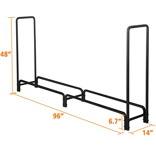 KINGSO 8ft Firewood Rack Outdoor Heavy Duty Fire Wood Rack Firewood Holder Storage Rack for Patio Deck Storage Stand for Outdoor Fireplace Tools - Thumbnail 6
