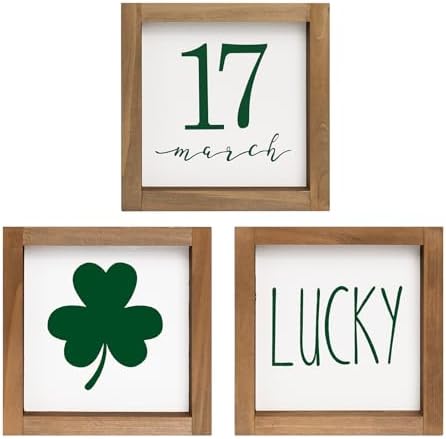 pechpell 3 Pcs St Patricks Day Wooden Sign, Saint Patrick's Green...