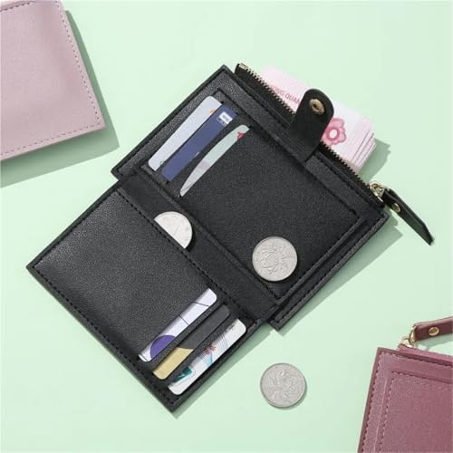 2 Pcs Women Wallets Leather Female Purse Mini Solid Multi-Cards Holder Coin Short Wallets Slim Small Wallet Zipper Hasp Coin Purse(Pink)4