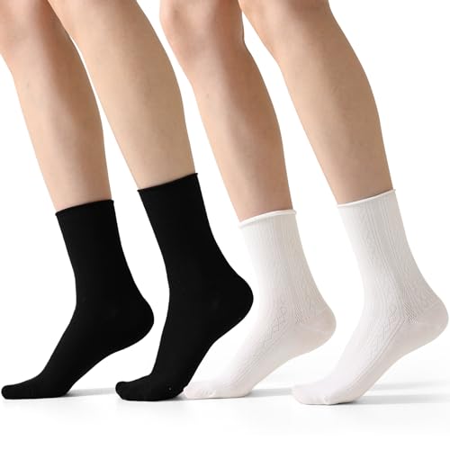 Sweet Pointelle-Knit Cotton Socks with Hollowing Mesh Roll Top Turn Cuff Slouch Socks For Women Tube Socks2
