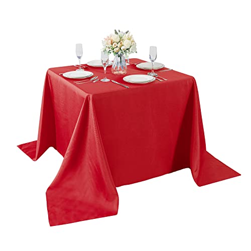 Cupuamon Square Tablecloth 90x90 inch Washable Polyester Fabric Table Cloth for Wedding Party Dining Banquet Decoration（90x90,Red）