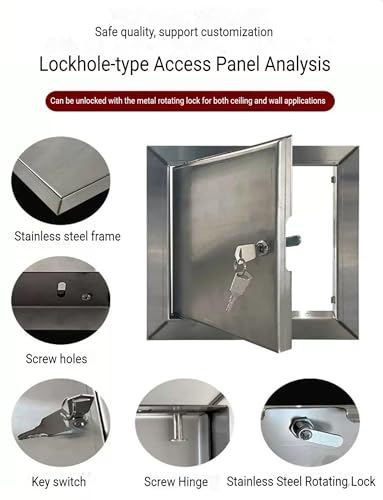 Puerta de acceso con agujero para llave panel de registro de acero inoxidable multiusos 6