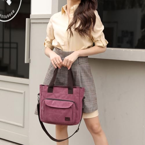 Bolso Tote de lona para mujer con múltiples bolsillos miniatura 2