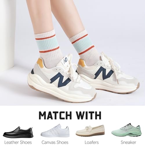 Image of Women's Premium Moisture Transferring Crew Socks, Suitable for Casual Sports, Soft and Comfortable(3P Pink+3p Beige)