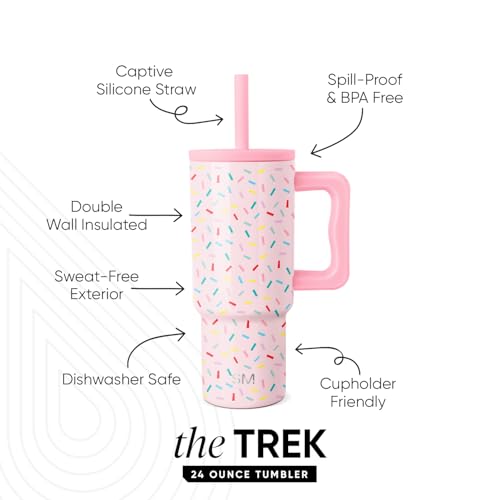 Image of Simple Modern Kids 24 oz Tumbler with Handle and Silicone Straw Lid | Spill Proof and Leak Resistant | Reusable Stainless Steel Bottle | Gift for Kids Boys Girls | Trek Collection | Confetti