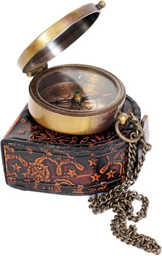 Brújula Vintage de Bolsillo de Latón con Cadena, 2 Pulgadas miniatura 2