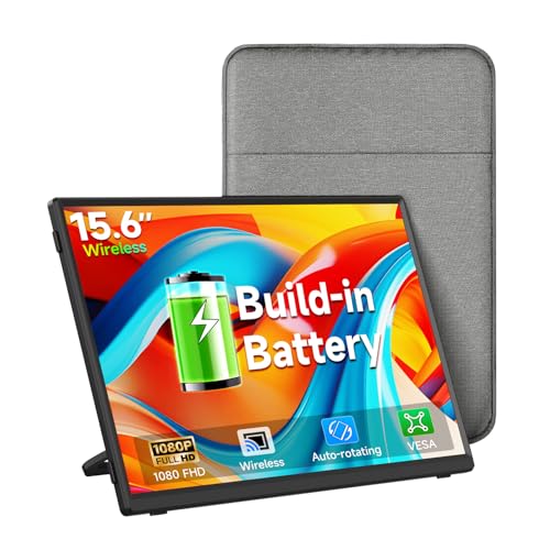 Image of 2.5K 15.6'' Portable Monitor + 15.6'' Wireless Portable Monitor for Laptop with 8000mAh Battery