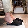 DL Men's Memory Foam Slippers with Fuzzy Plush Lining, Slip on House Slippers with Indoor Outdoor Anti-Skid Rubber Sole