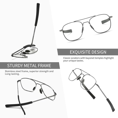 SUNGAIT Aviator Fashion Glasses for Men: Clear Lens for Halloween Costume or Cosplay - Non-Prescription Glasses2