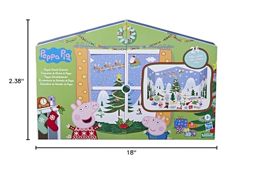 Peppa Pig Peppa’s Kids Advent Calendar, Contains 24 Surprise Toys, 4 Holiday Family Figures; Ages 3 and Up