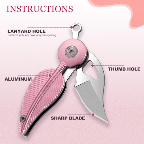 Image of Little World Pink Box Cutter for Women /Girls - Cute Pocket Knife with Keychain, Cute Box Cutter for Women, EDC Keychain Mini Knife, Everyday Carry Utility Tool & Gift (1 Pcs)