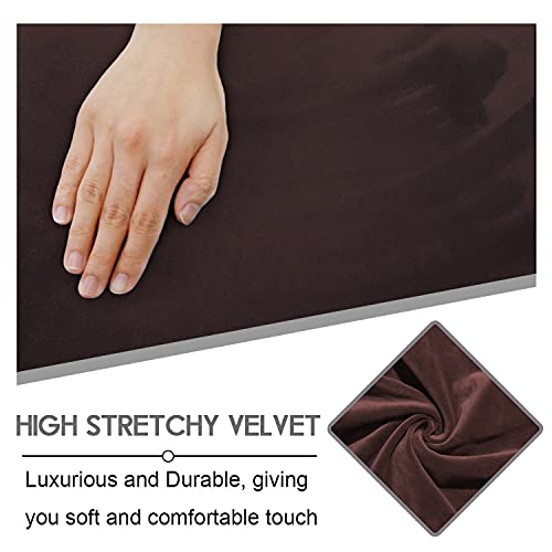 Image of ULTICOR Velvet 8-Pieces Recliner Sofa Covers Stretch Reclining Couch Covers for 3 Cushion Reclining Sofa Slipcovers Furniture Covers Thick Soft Washable (3 Seater Recliner Cover, Chocolate)