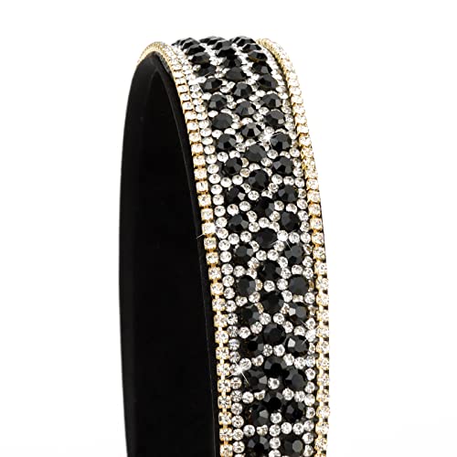 Yission 2 Pcs Rhinestone Headbands For Women, Glitter Crystal Headband Fashion Jeweled Headbands For Girls, Gorgeous Hair Accessories For Women Silver Black #TOP5