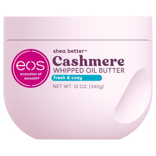 Image of eos Cashmere Whipped Oil Body Butter, Fresh & Cozy, 72 Hour Weightless Moisture For Dry Skin, Rich Formula and Deep Hydration, Body Care, 12 oz