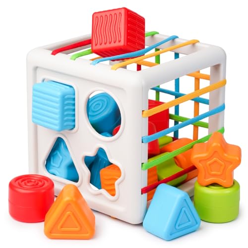 Image of LiKee Shape Sorter Toys for 1+ Years Old, 8pcs Montessori Baby Blocks, Sensory Toddler Learning Toy for Fine Motor Skills, Infant Developmental Toys Gift for Boys Girls Ages 18+ Months