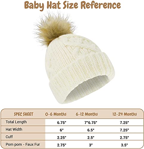 Baby Hats Newborn - Toddler Winter Baby Hat And Mitten Set Boy And Girls Baby Winter Hat Fleece Lined 6-12 Months (Ivory) #TOP4