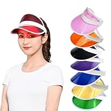 Sun Visors For Women Plastic Golf Visors Set Summer Outdoor Sport Pub Golf Costume Accessories Neon Retro Style 8Pcs