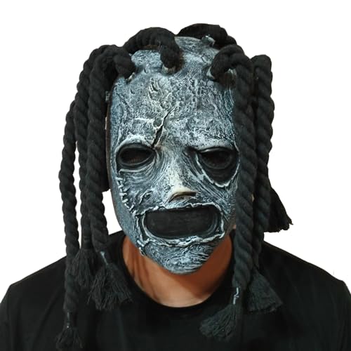 discomeink Halloween Corey Taylor Scarecrow Mask Scary Knot Rope Mask Latex Half Face Grey Cosplay Costume Props mask