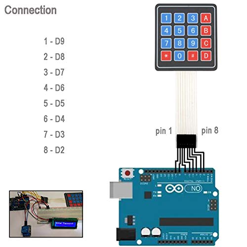 Image of 4x4 Keypad 16 Key Matrix Array Membrane Switch 8pin Keyboard | (Pack of 5) DIYmalls 4x4 Keypad 16 Key Matrix Array Membrane Switch 8pin Keyboard for Arduino ESP32 Development Board